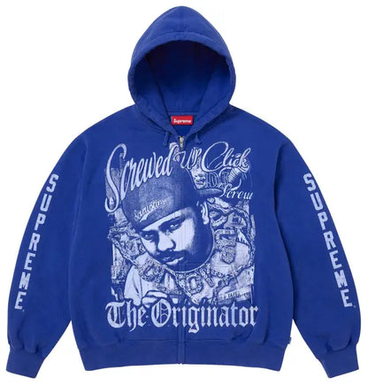 Supreme x Dj Screw Zip Up Hooded Sweatshirt 'Royal'